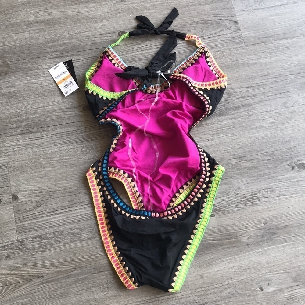 BAR III One piece swimsuit black halter NWT - Picture 3 of 4